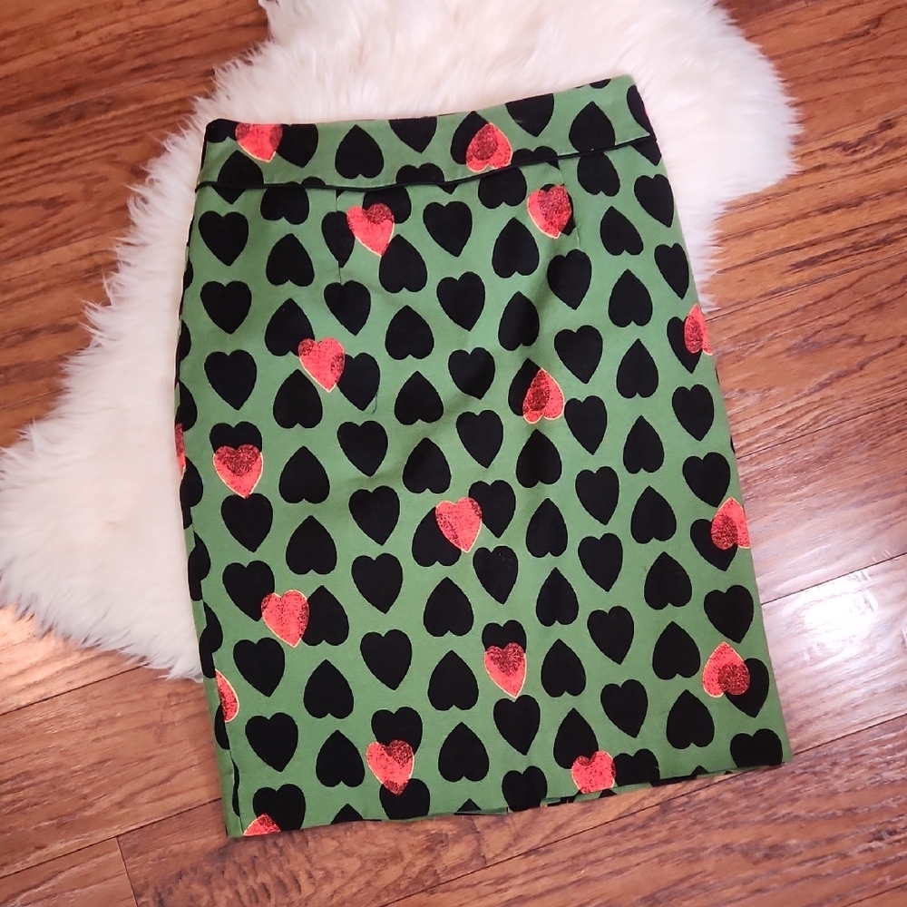 Anthropologie Maeve Heartstamp Pencil Skirt